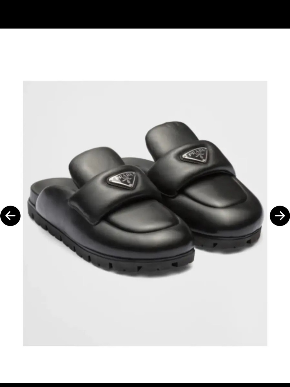 Prada Black Padded Leather Mules
